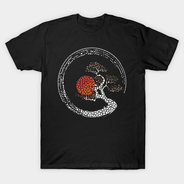 Dot Art Enso Circle and Bonsai Tree T-Shirt by Nartissima